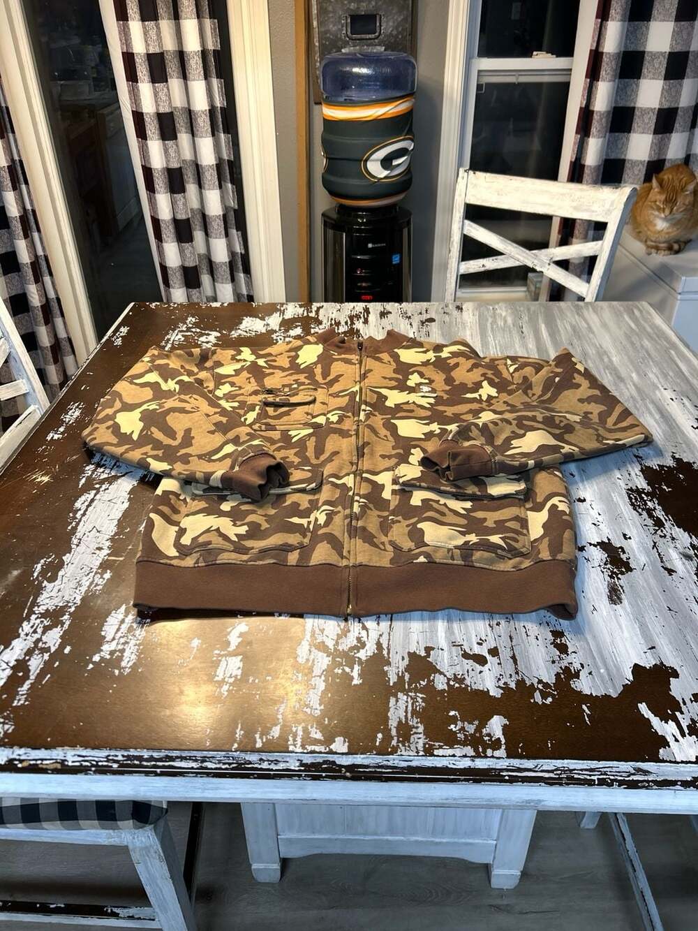 Vintage State Property Rocawear Brown Camo Full Zip Fleece Jacket